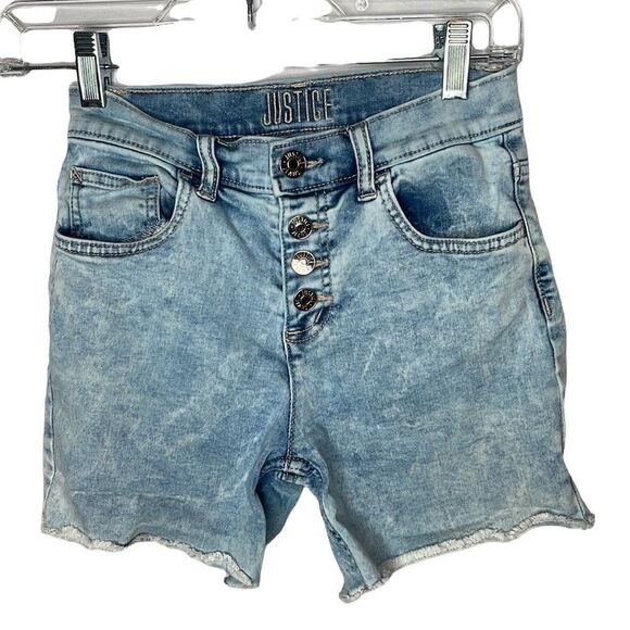 Justice Button Fly Light Wash Jean Shorts. Size 14. - Picture 1 of 6